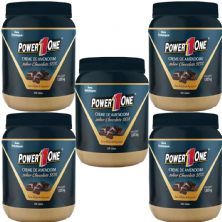 Kit 5X Creme de Amendoim com Peda�os de Chocolate - 1005g - Power One