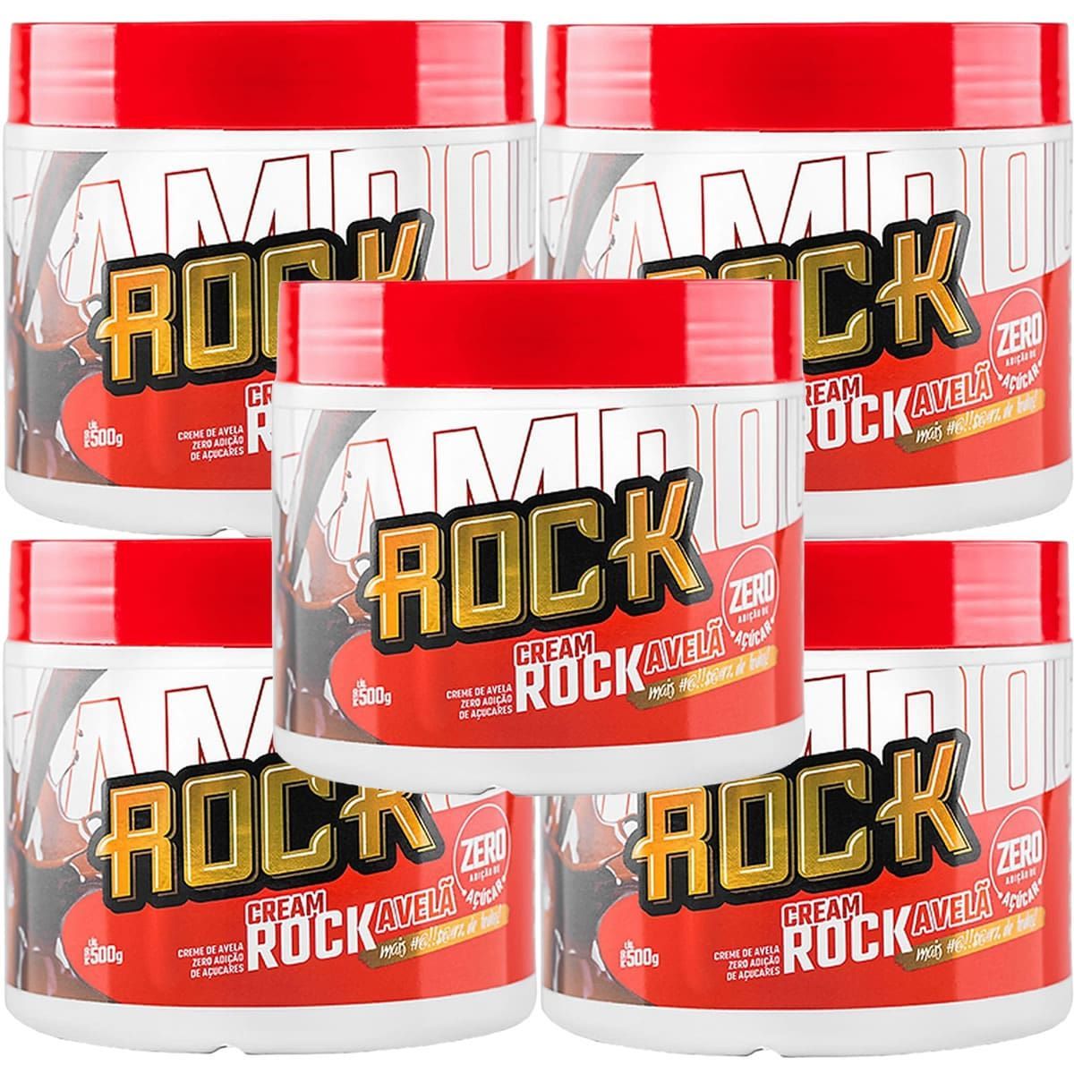 Kit 5X Creme de Amendoim Zero A��car  - 500g Avel� - Rock Peanut