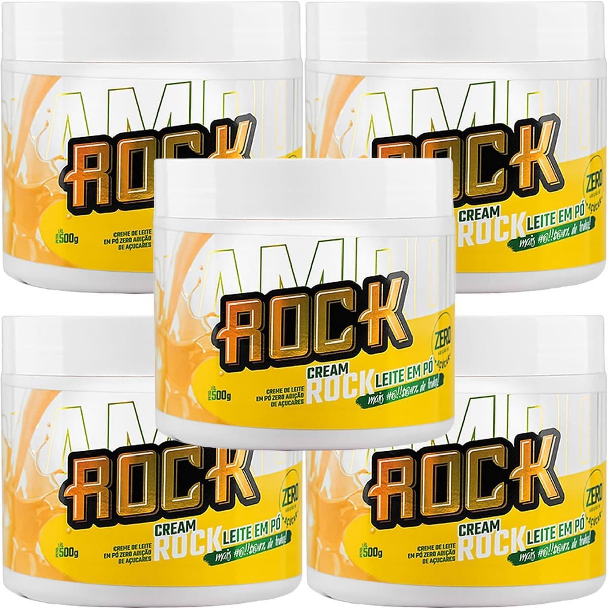 Kit 5X Creme de Amendoim Zero A��car - 500g Leite em P� - Rock Peanut