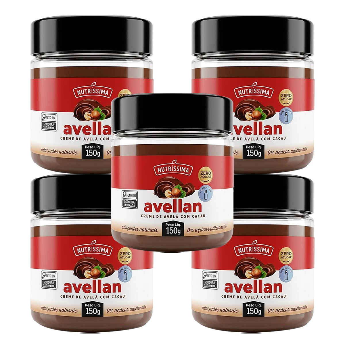 Kit 5X Creme de Avel� Com Cacau - 150g - Nutr�ssima