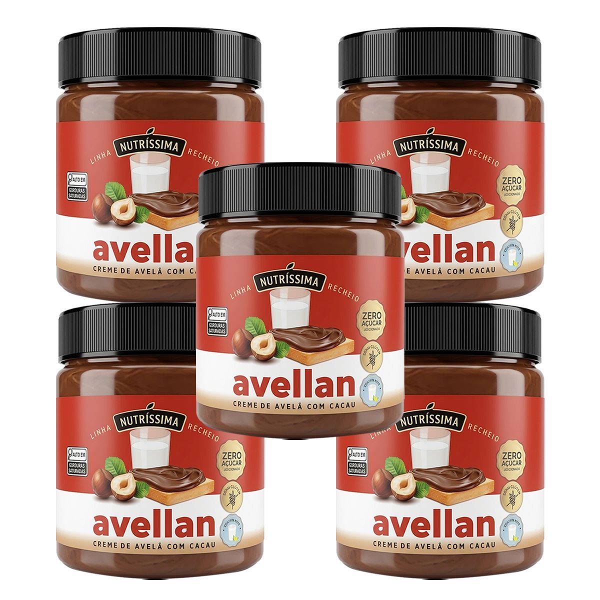 Kit 5X Creme de Avel� Com Cacau - 450g - Nutr�ssima