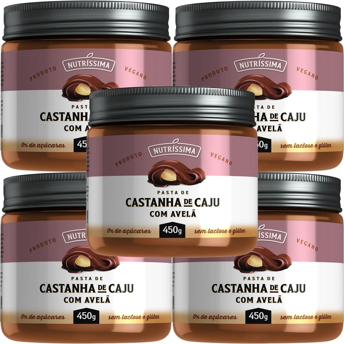 Kit 5X Creme de Castanha de Caju Com Avel� - 450g - Nutrissima