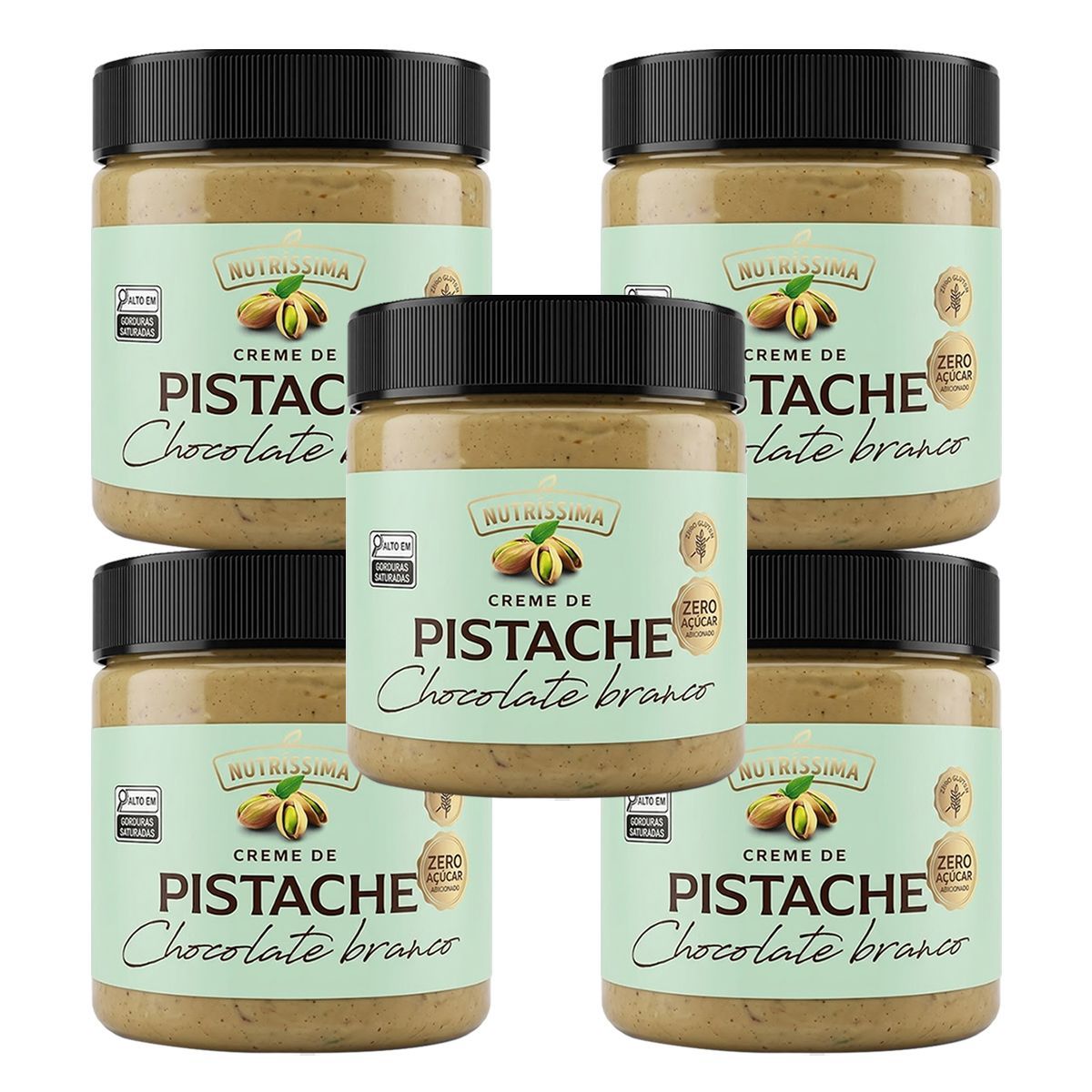 Kit 5X Creme de Pistache Com Chocolate Branco - 450g - Nutr�ssima
