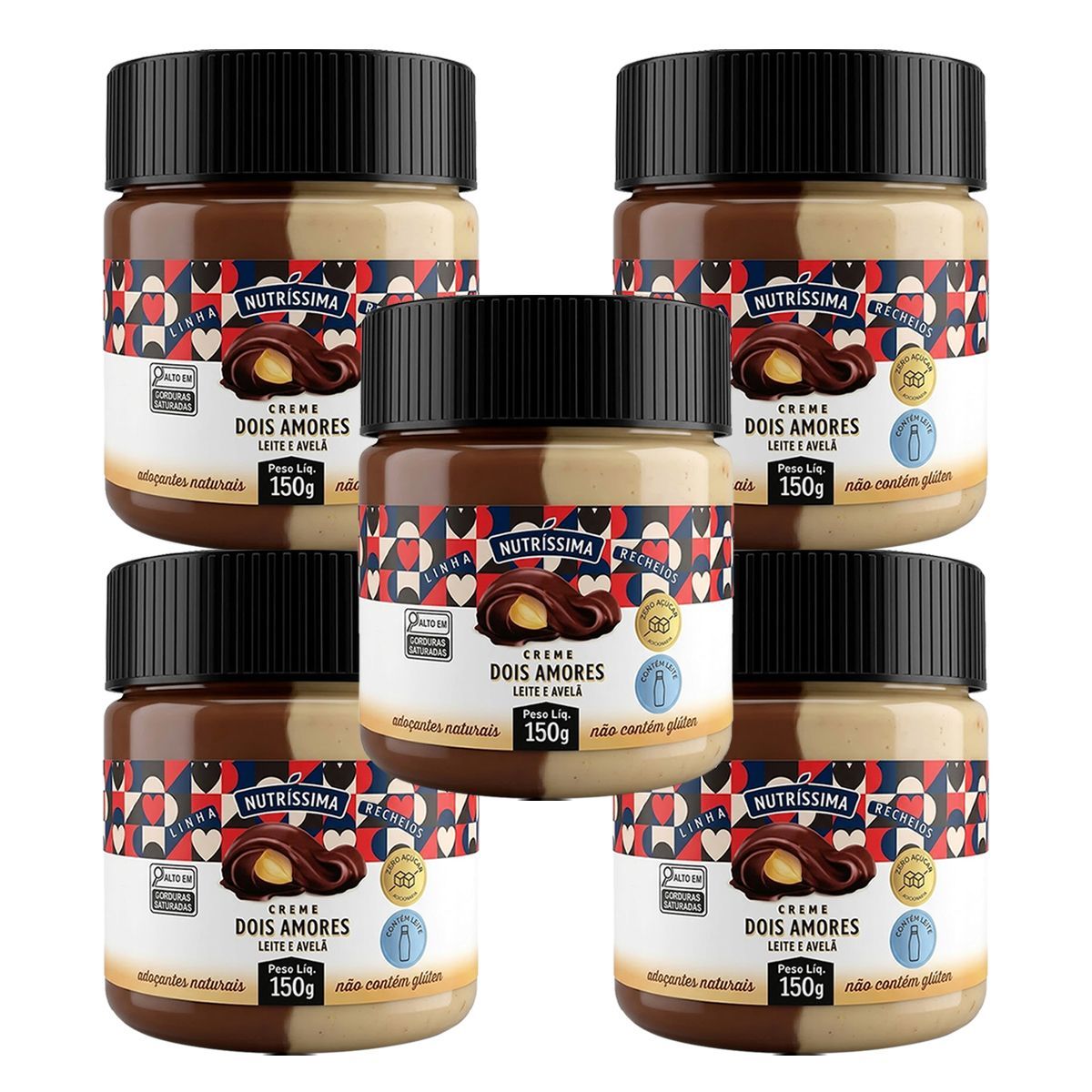 Kit 5X Creme Dois Amores - 150g Leite e Avel� - Nutrissima