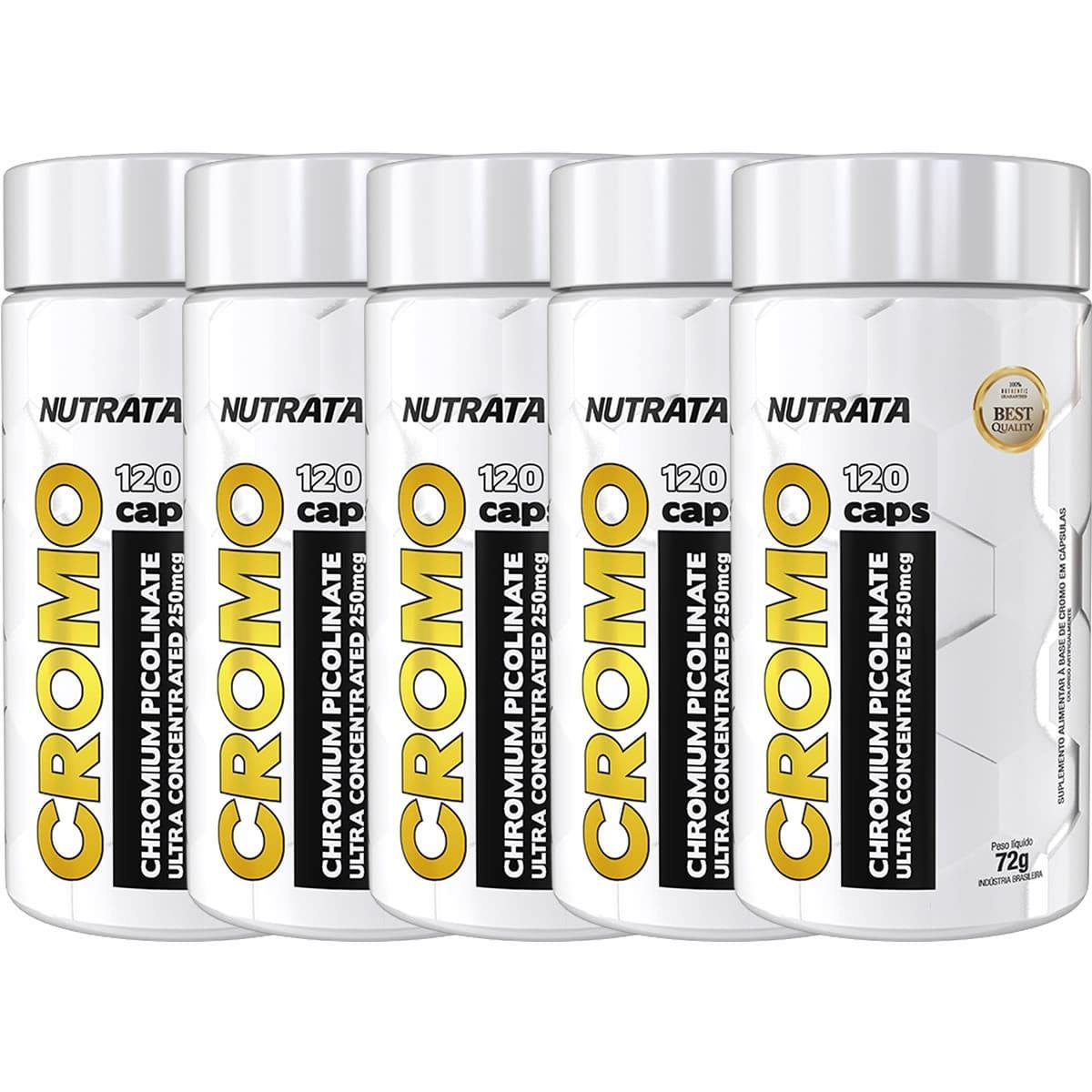 Kit 5X Cromo 100% - 120 C�psulas - Nutrata
