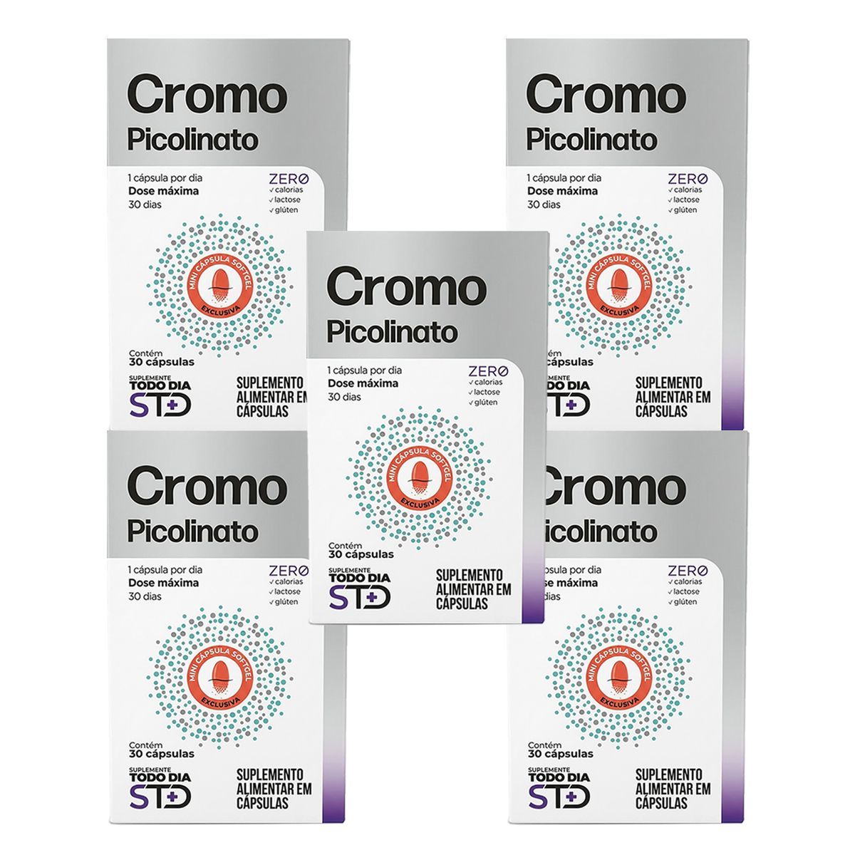 Kit 5X Cromo Picolinato - 30 C�psulas - Katigu�