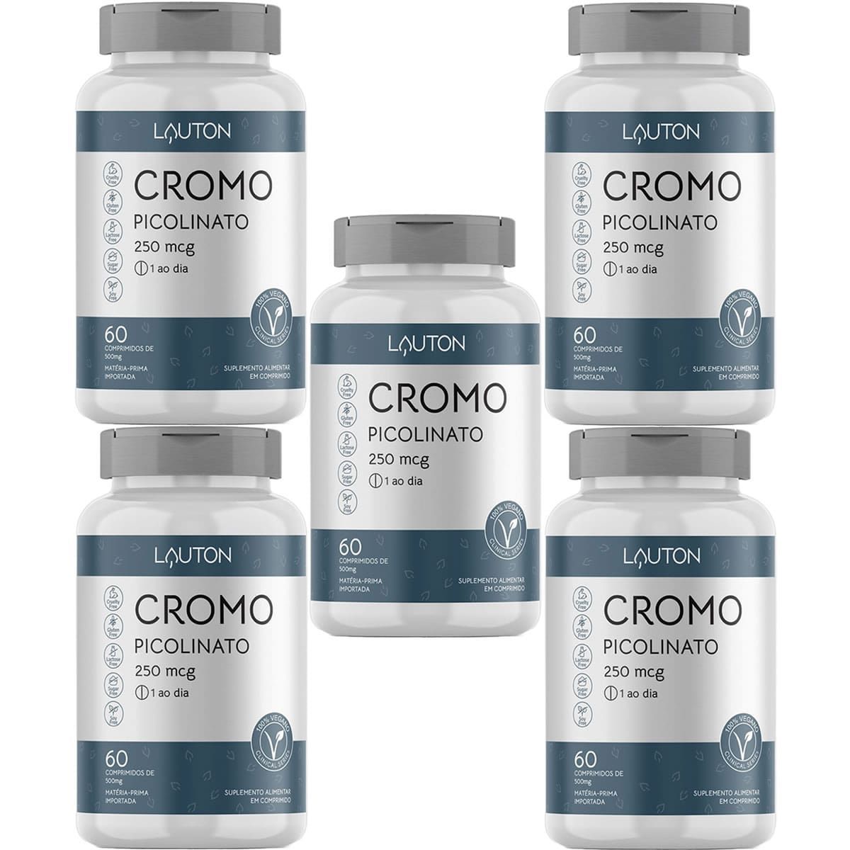 Kit 5X Cromo Picolinato - 60 Comprimidos - Lauton Nutrition