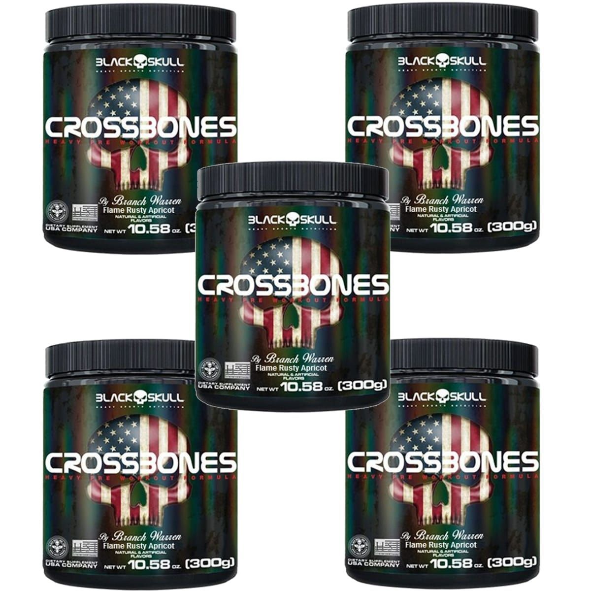 Kit 5X Crossbones - 300g Flame Rusty Apricot - Black Skull