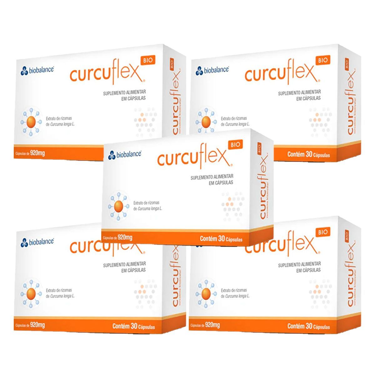 Kit 5X Curcuflex - 30 C�psulas 920mg - Biobalance