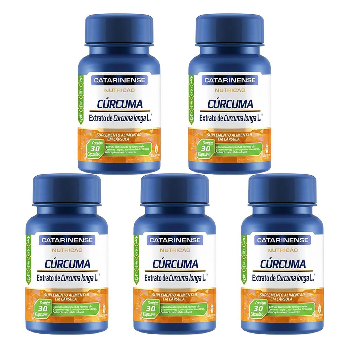 Kit 5X C�rcuma - 30 C�psulas - Catarinense Nutri��o