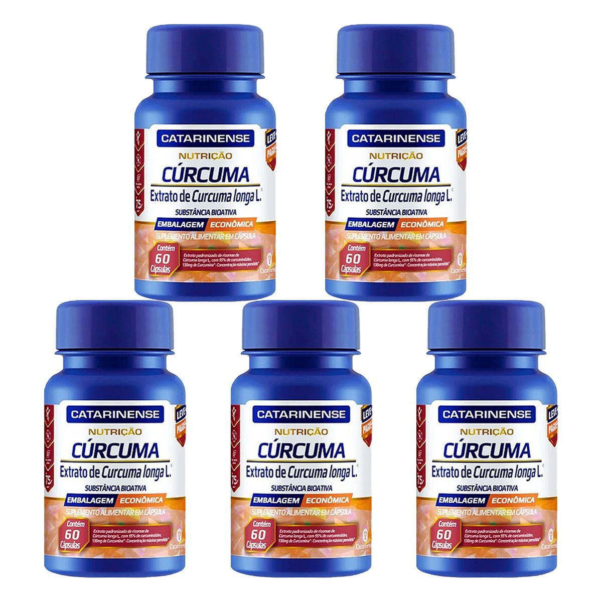 Kit 5X C�rcuma - 60 C�psulas - Catarinense Nutri��o