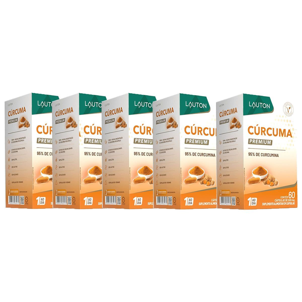 Kit 5X C�rcuma Premium - 30 C�psulas - Lauton Nutrition