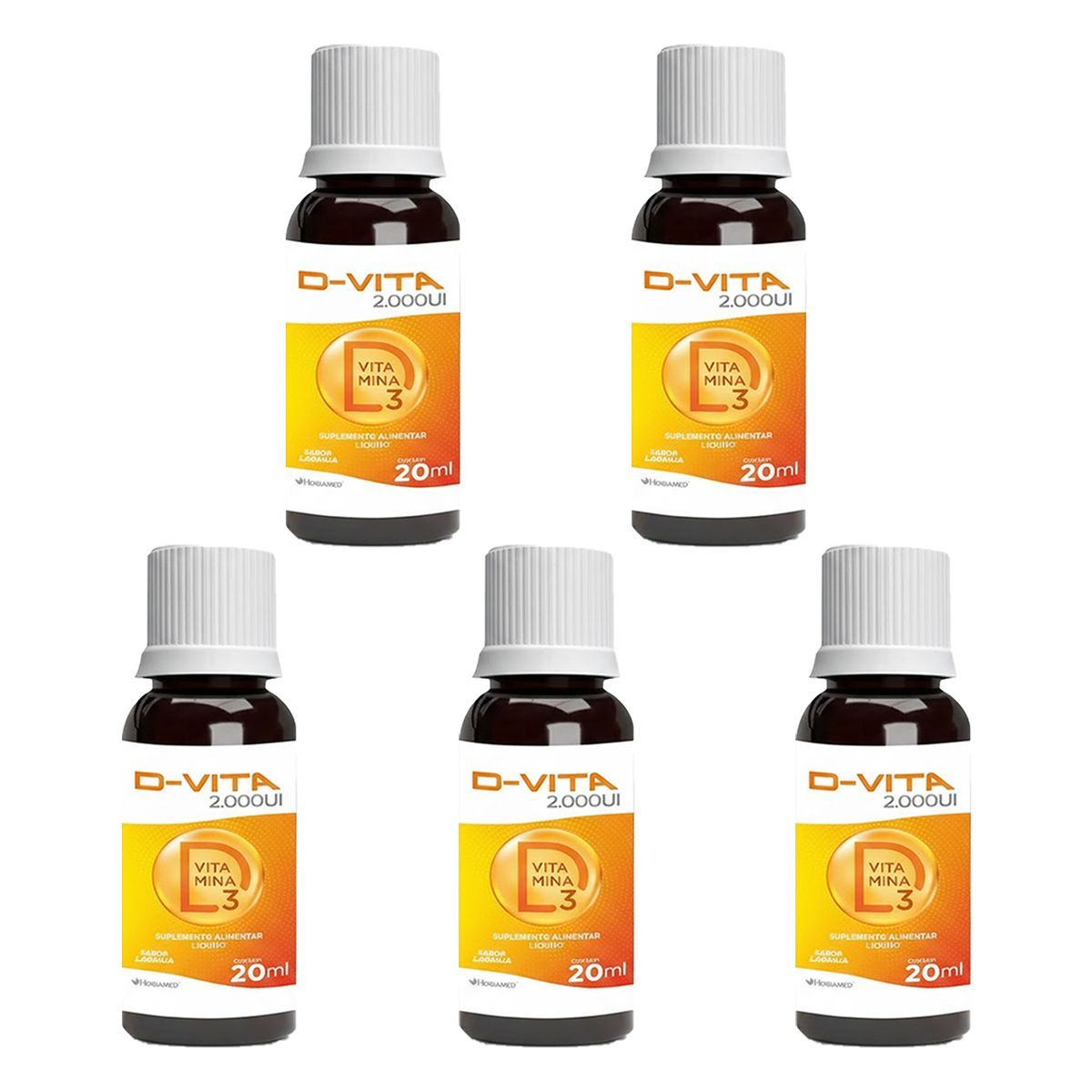 Kit 5X D-Vita Vitamina D3 2000UI - 20ml Laranja - Herbamed