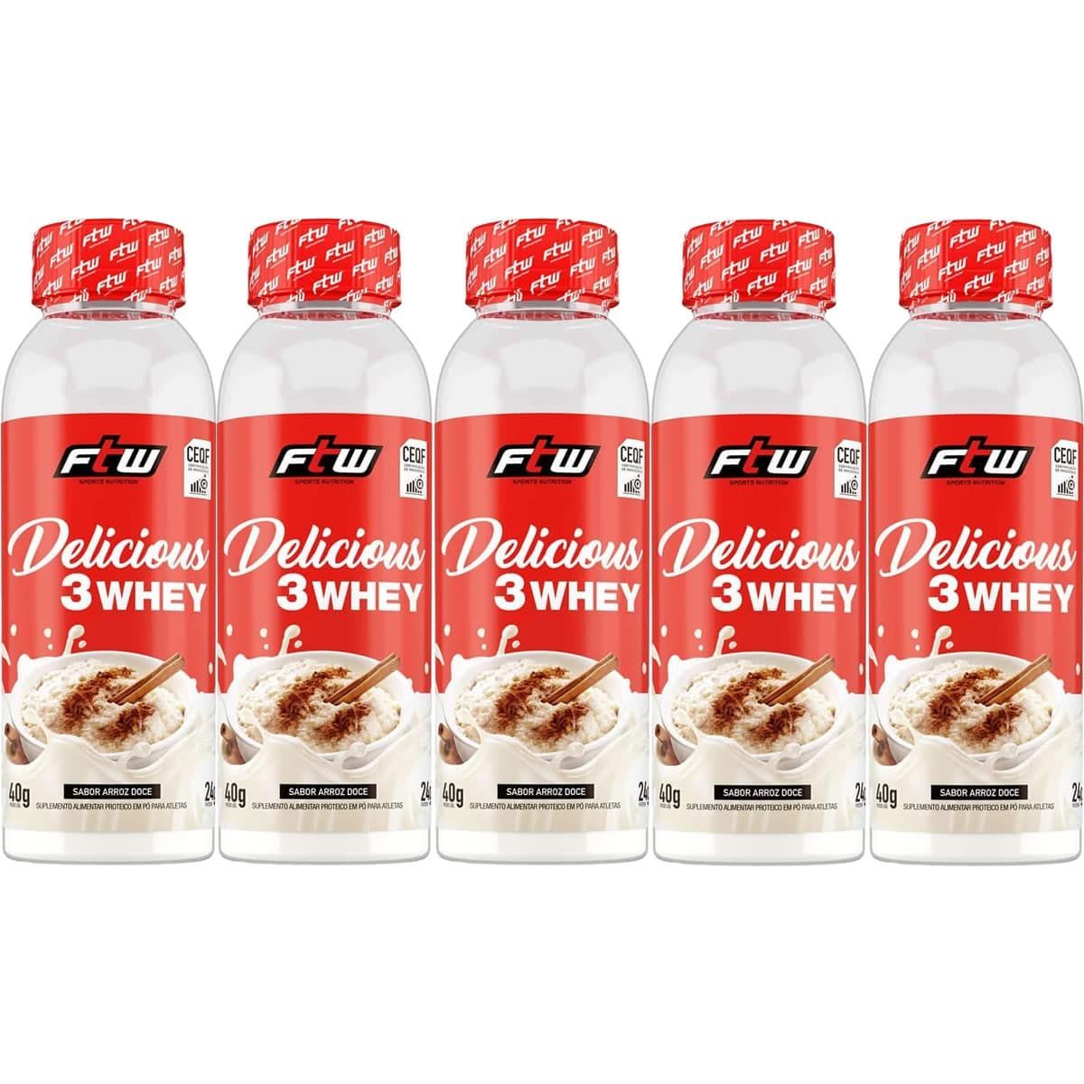Kit 5X Delicious 3 Whey - 40g Arroz Doce - FTW