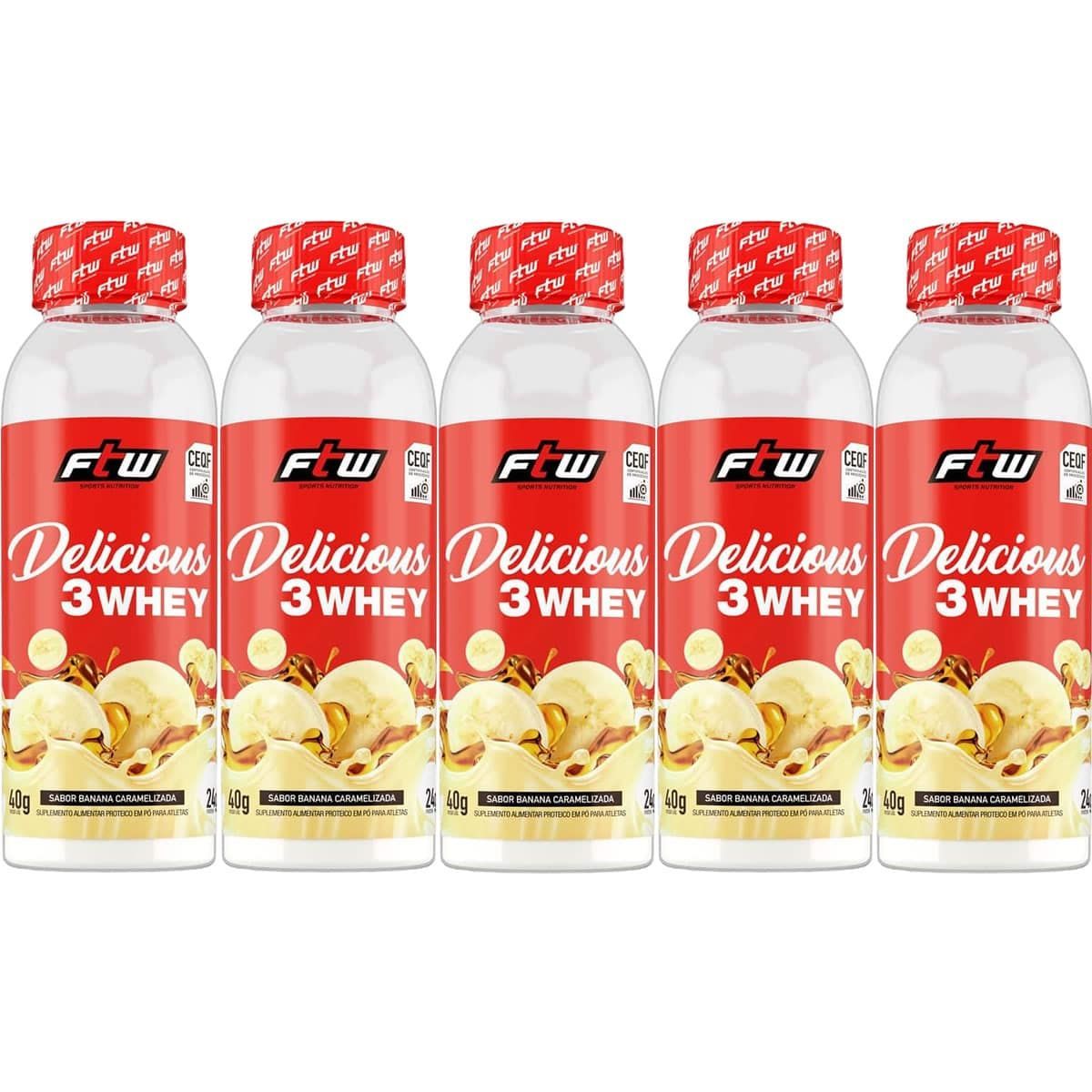 Kit 5X Delicious 3 Whey - 40g Banana Caramelizada - FTW