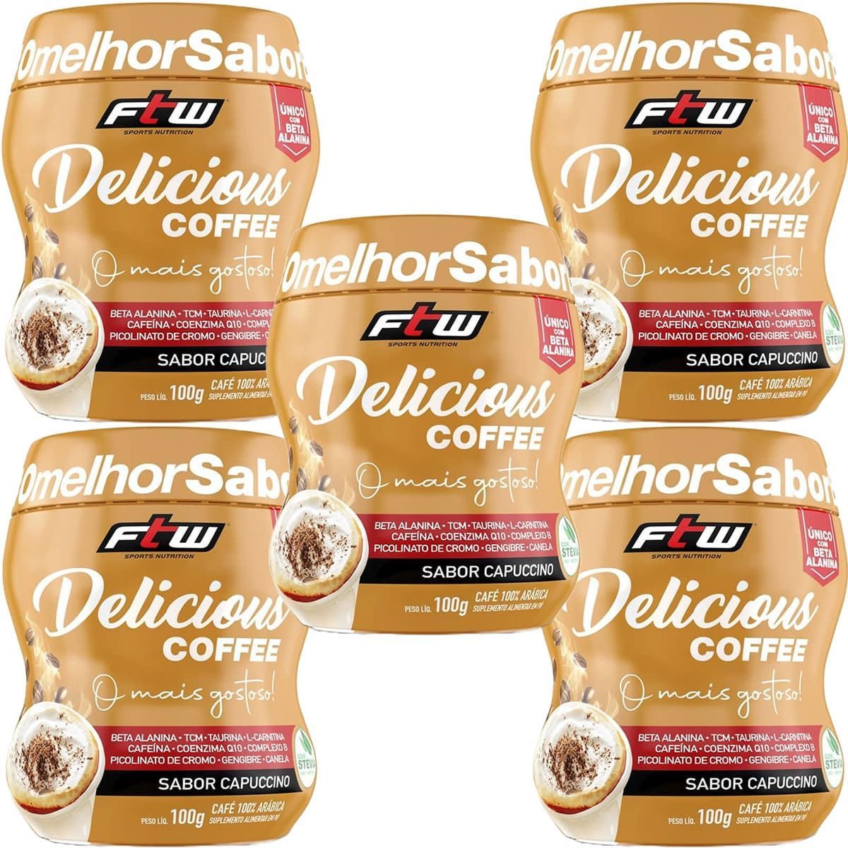 Kit 5X Delicious Coffee - 100g Cappuccino - FTW