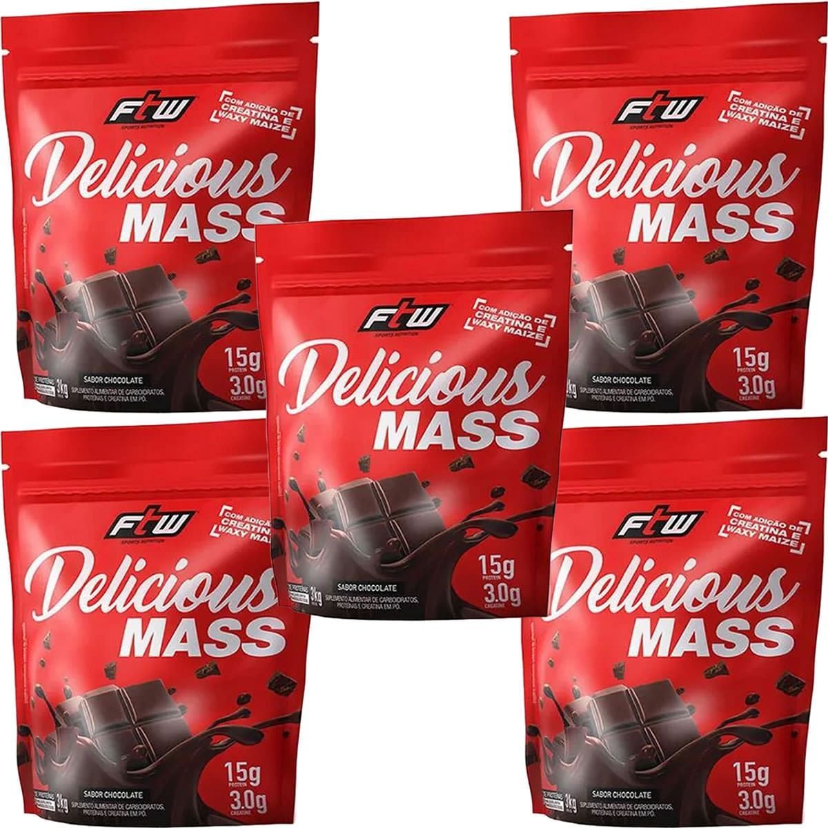Kit 5X Delicious Mass - 3000g Refil Chocolate - FTW