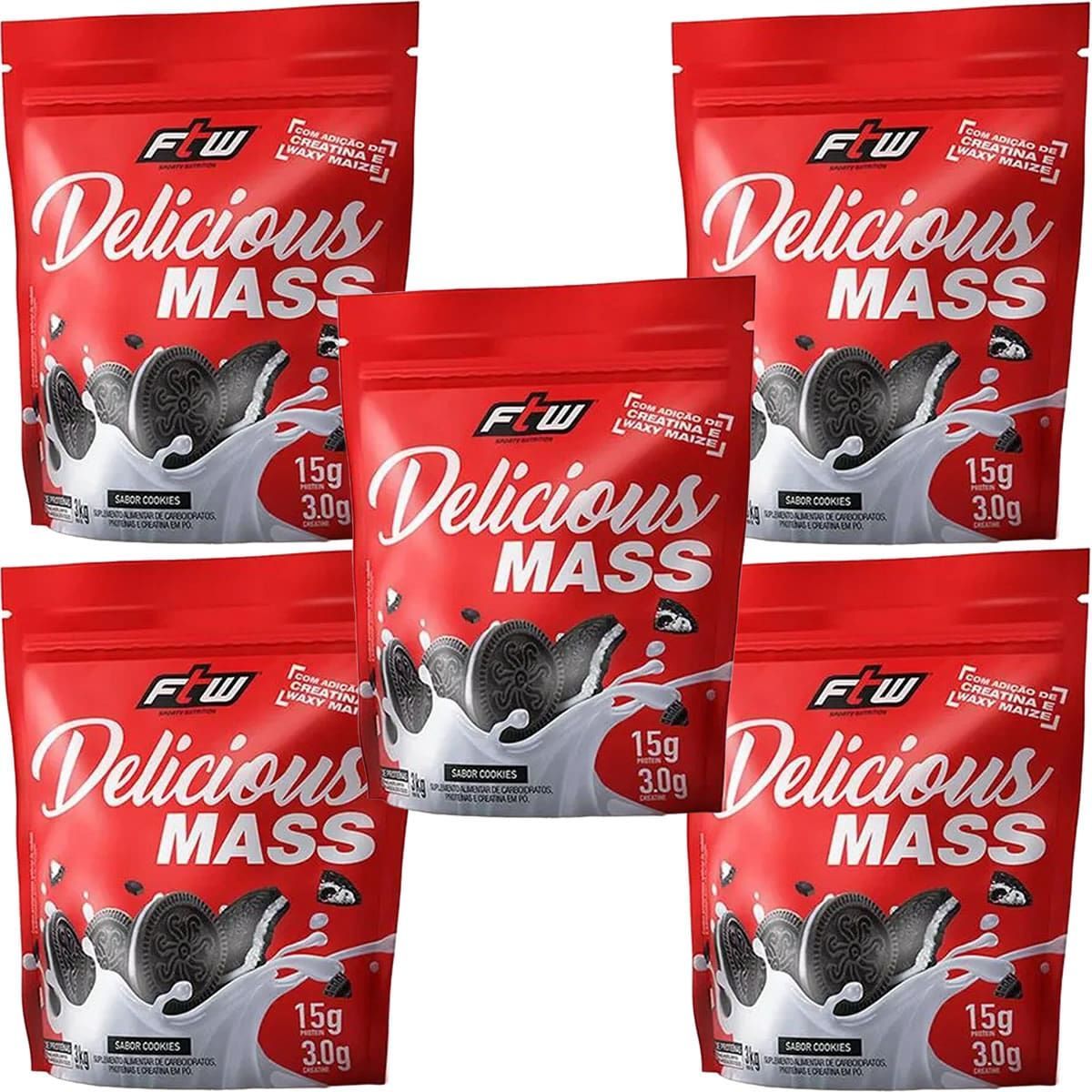 Kit 5X Delicious Mass - 3000g Refil Cookies - FTW