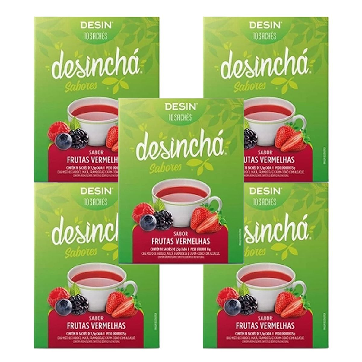 Kit 5X Desinch� Sabores - 10 Sach�s Frutas Vermelhas - Desinch�