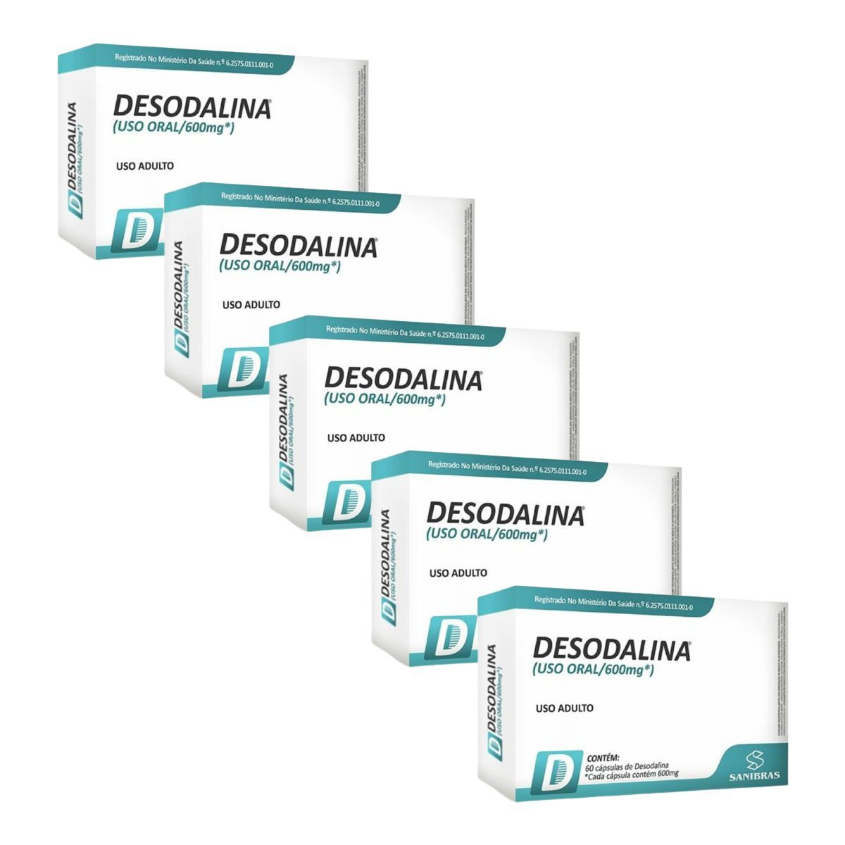 Kit 5X Desodalina - 60 C�psulas - Sanibras