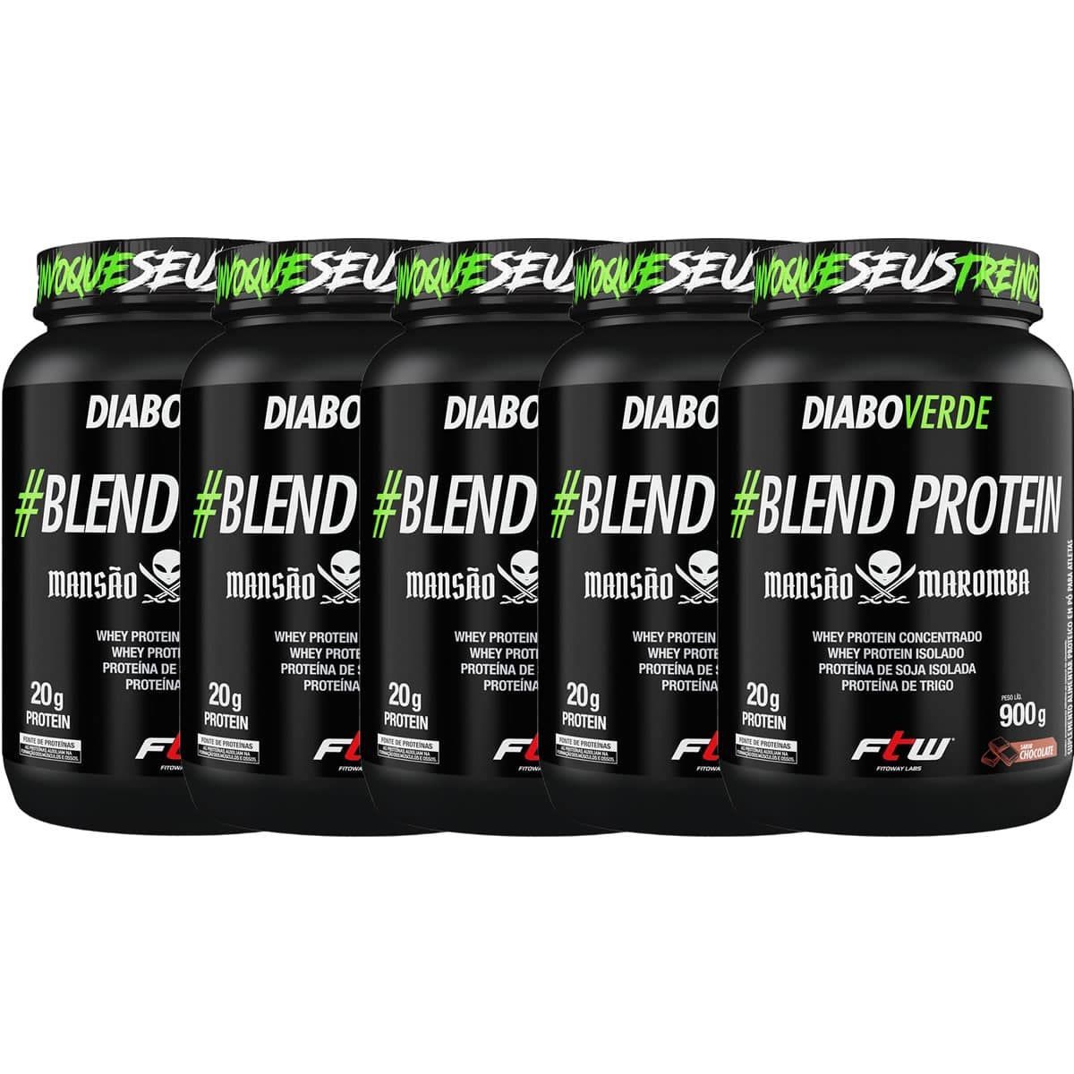 Kit 5X Diabo Verde Blend Protein Mans�o Maromba - 900g Chocolate - FTW