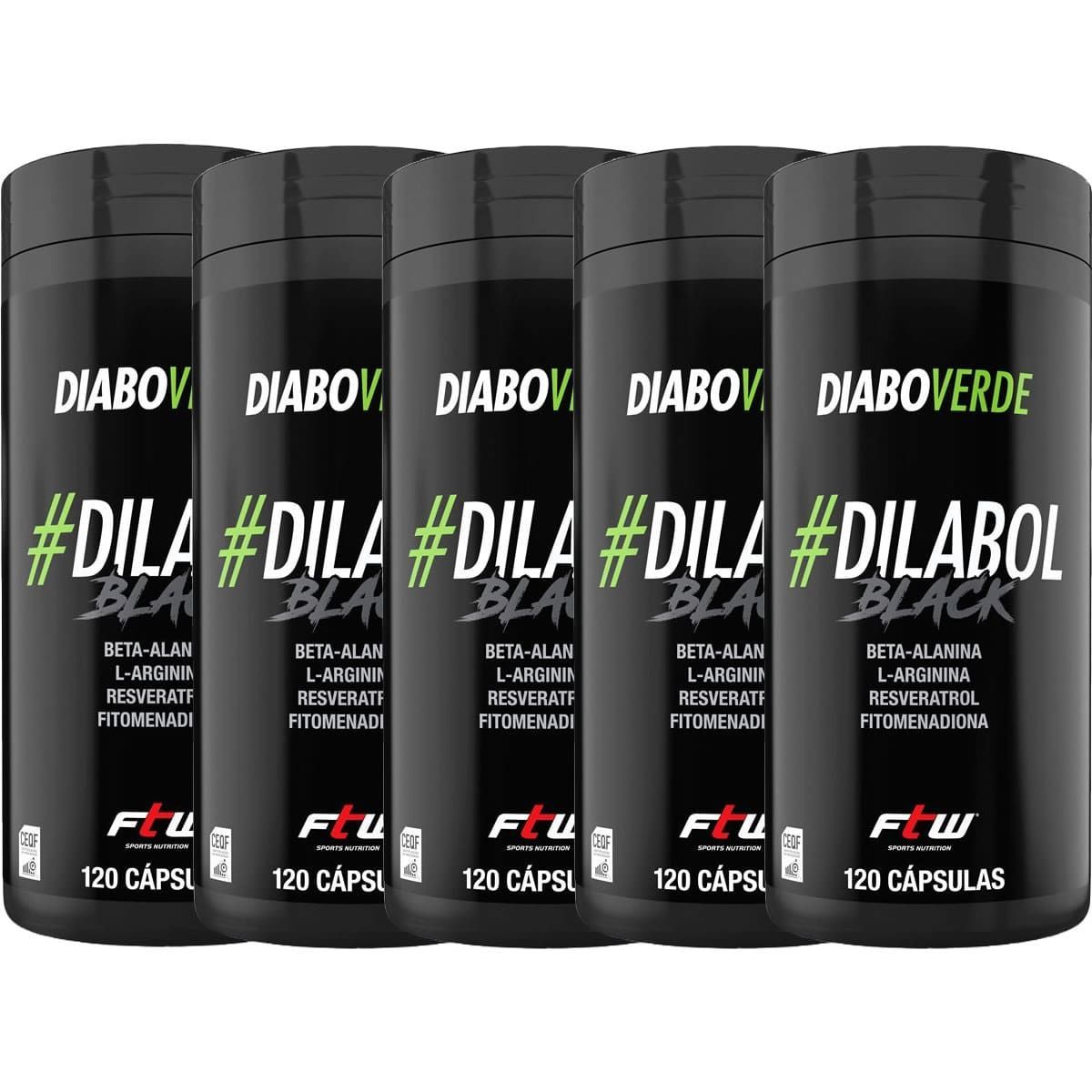 Kit 5X Diabo Verde #Dilabol Black - 120 C�psulas - FTW