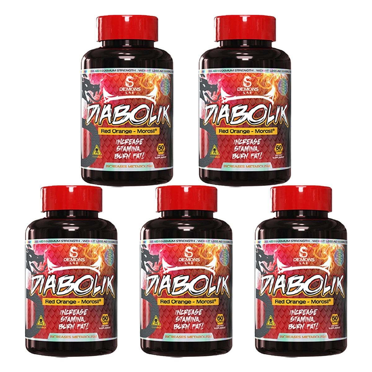 Kit 5X Diabolik - 60 C�psulas Red Orange - Demons Lab