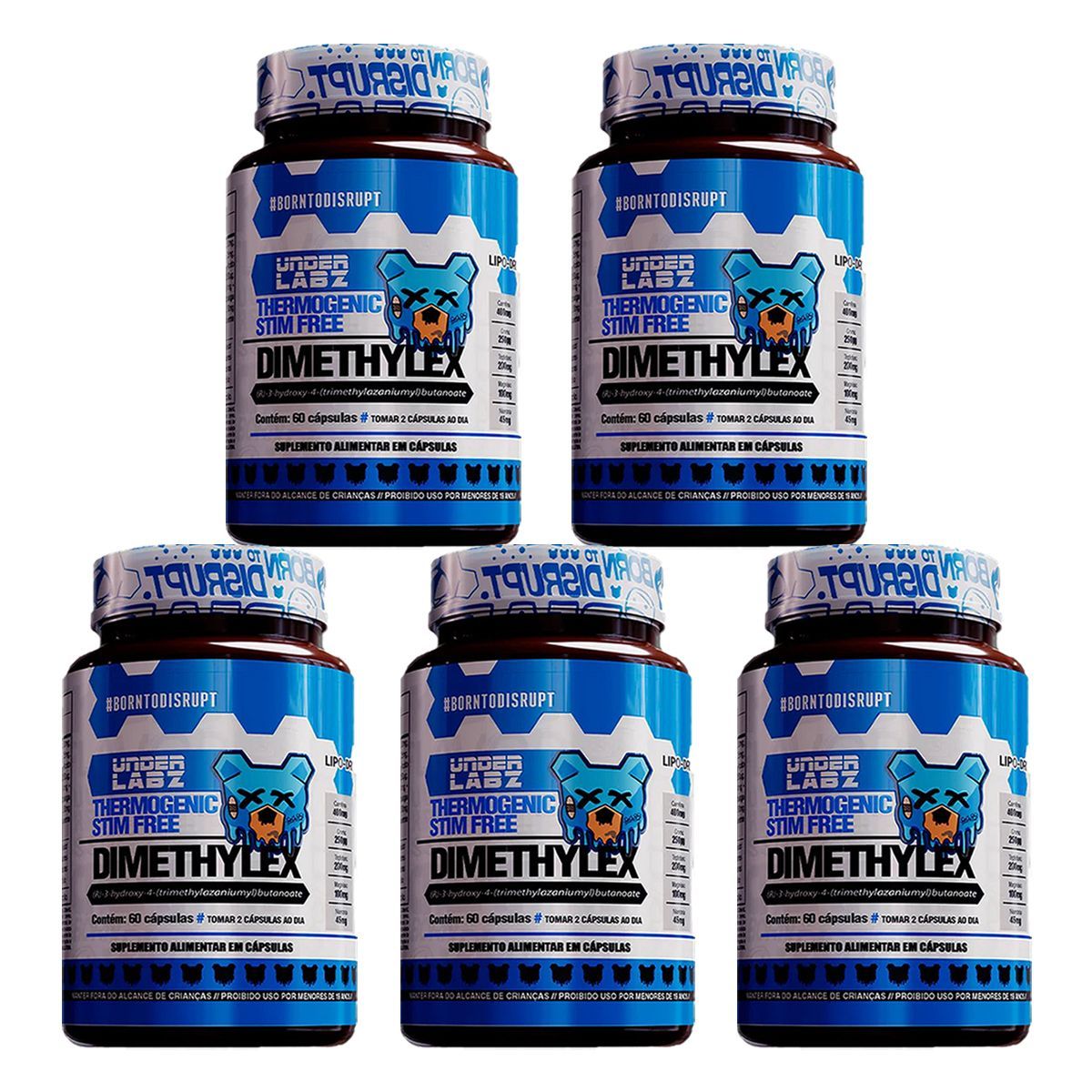 Kit 5X Dimethylex Thermogenic Stim Free - 60 C�psulas - Under Labz