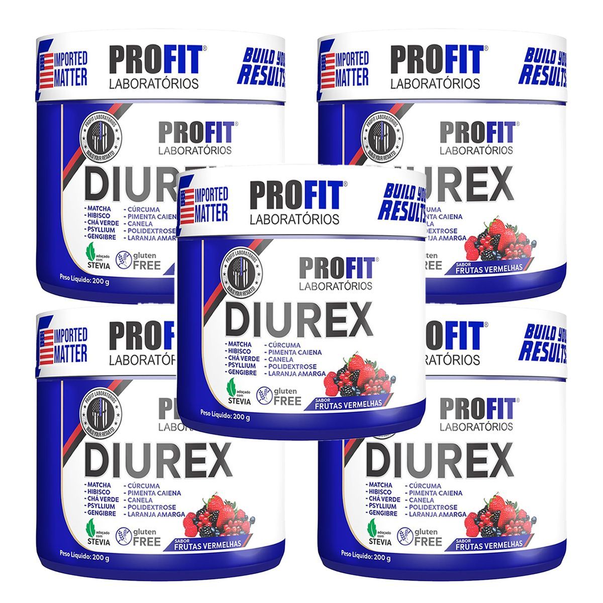 Kit 5X Diurex - 200g Frutas Vermelhas - Profit Laborat�rios