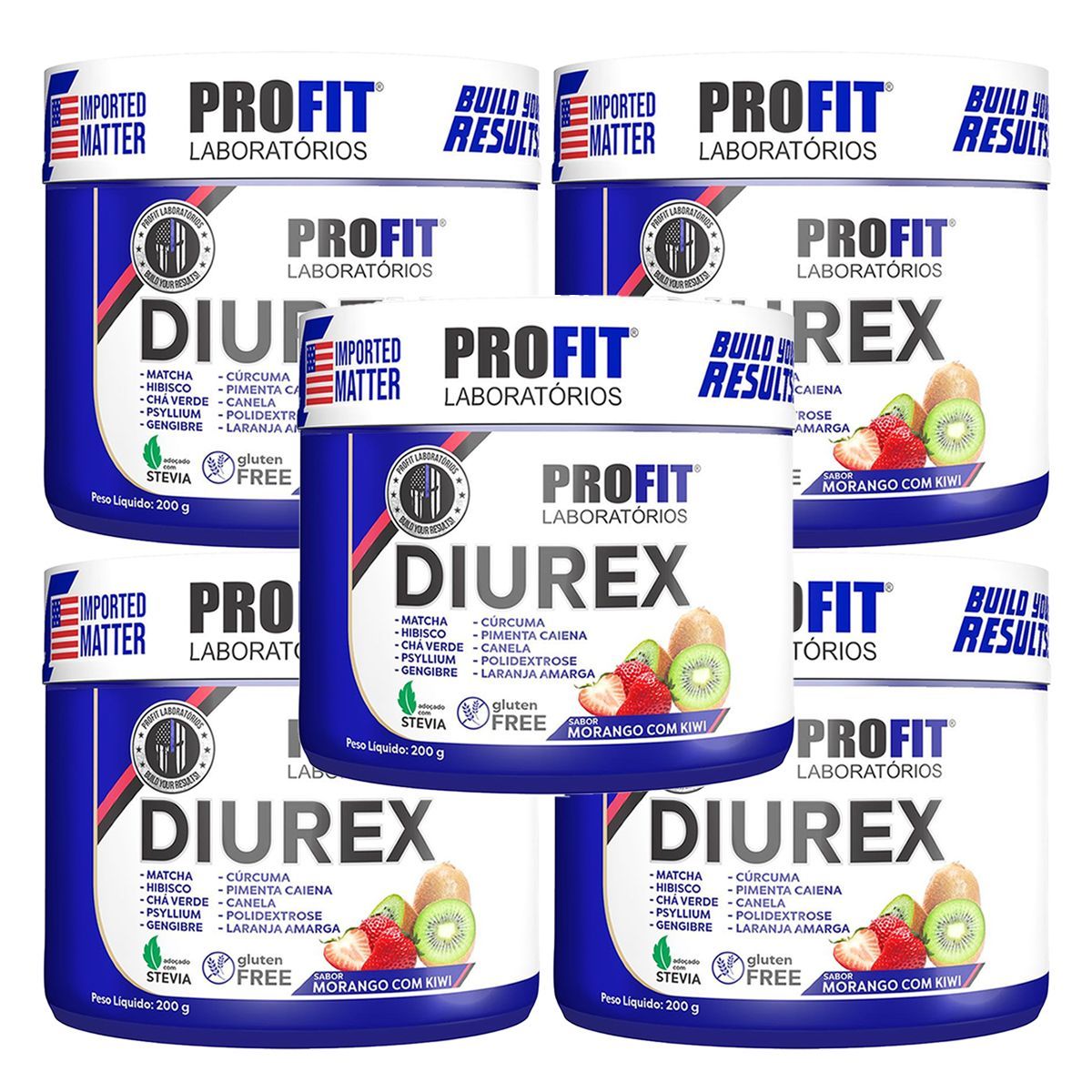 Kit 5X Diurex - 200g Morango Com Kiwi - Profit Laborat�rios