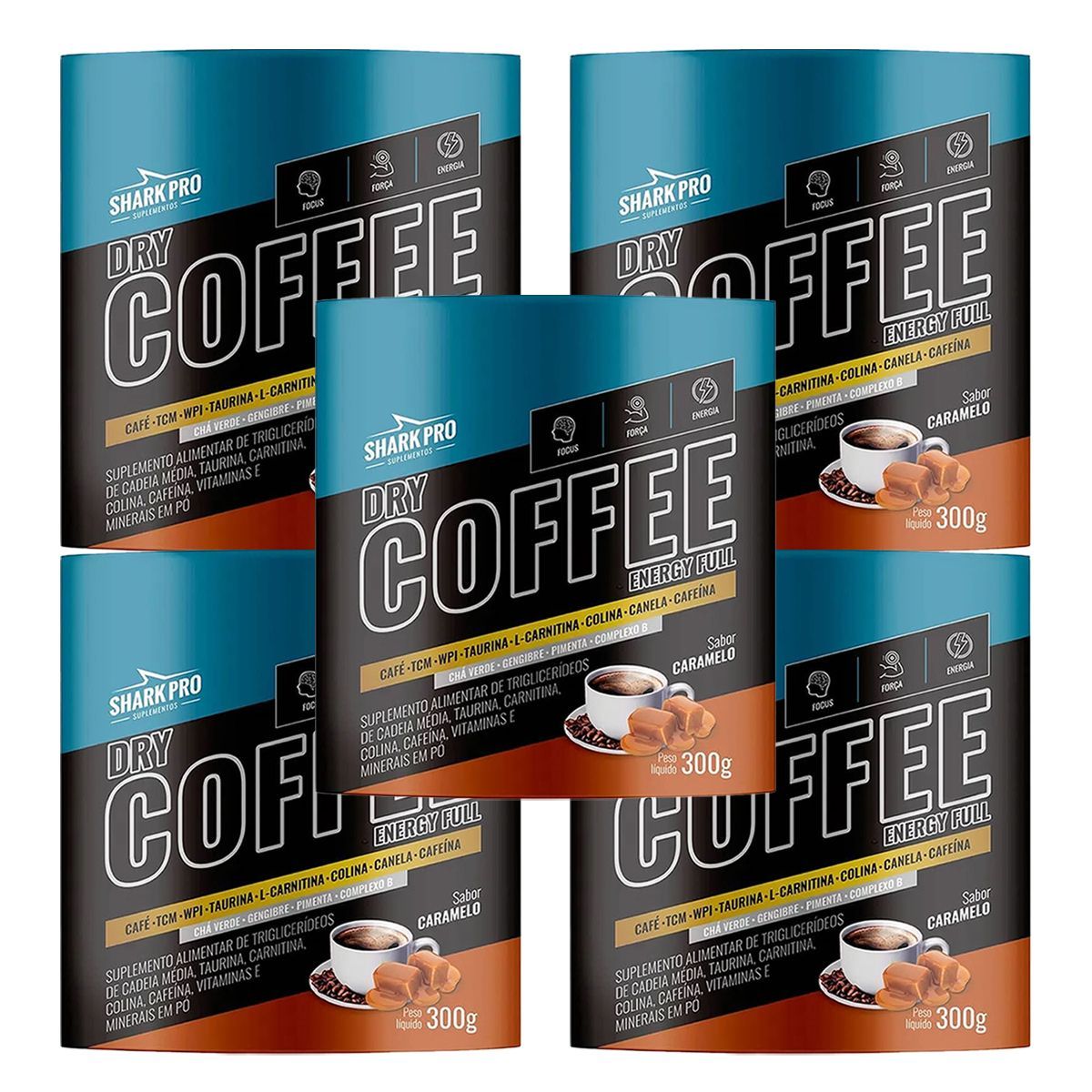 Kit 5X Dry Coffee - 300g Caramelo - Shark Pro