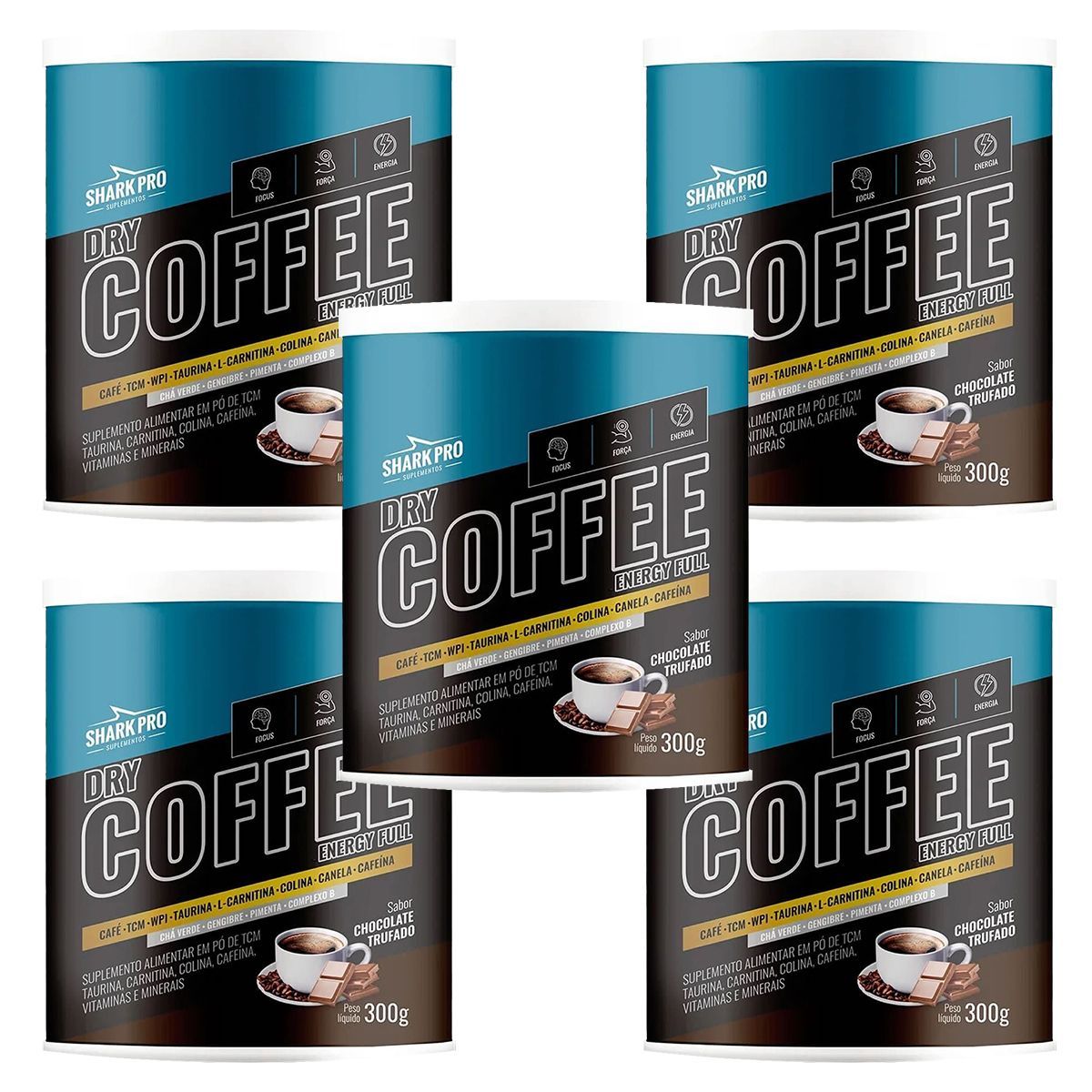 Kit 5X Dry Coffee - 300g Chocolate Trufado - Shark Pro