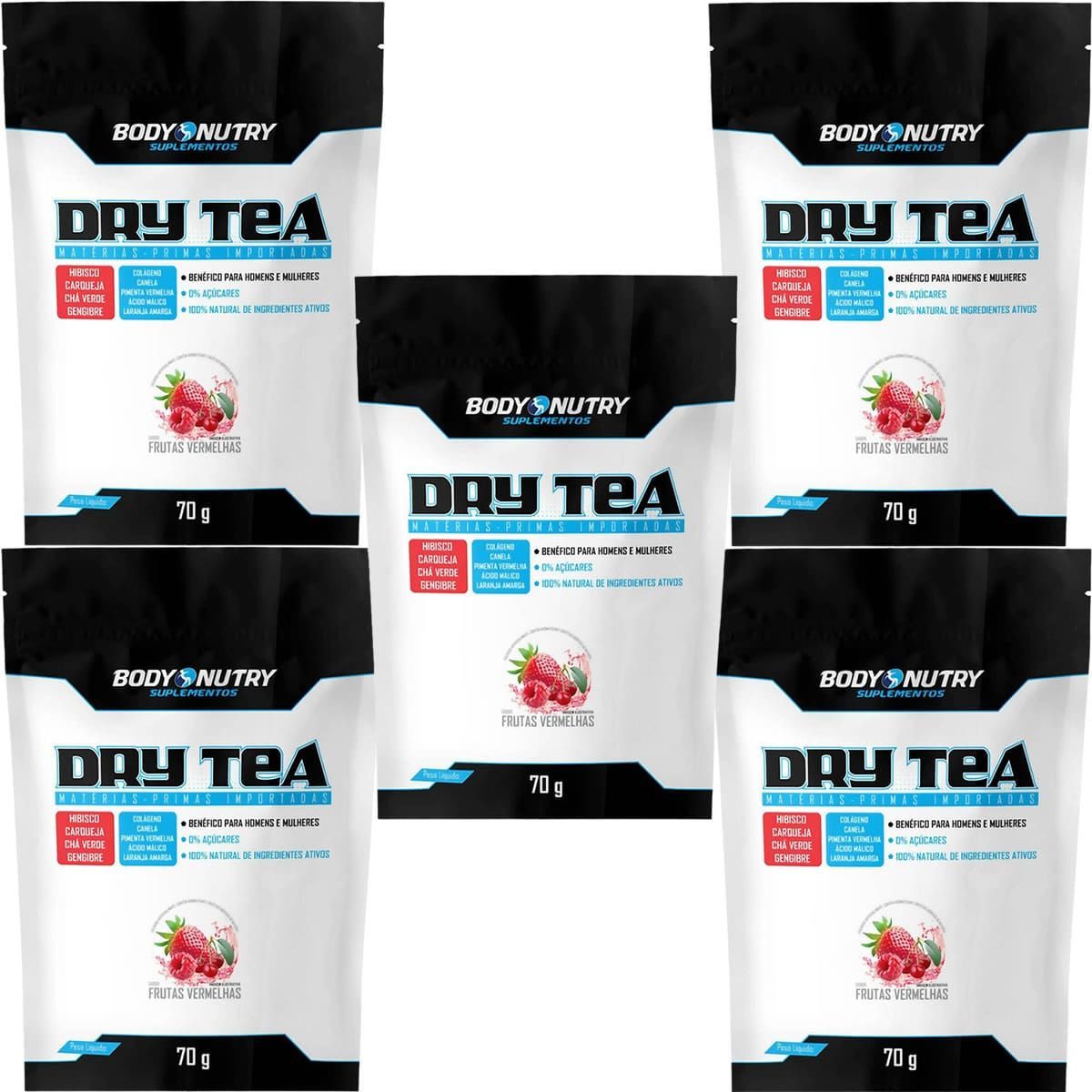 Kit 5X Dry Tea Refil - 70g Frutas Vermelhas - Body Nutry