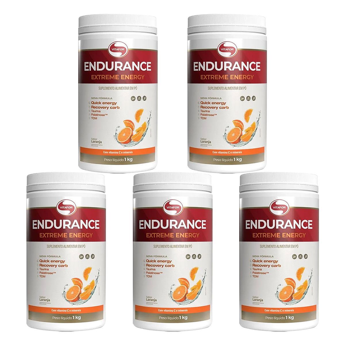 Kit 5X Endurance Extreme Energy - 1000g Laranja - Vitafor