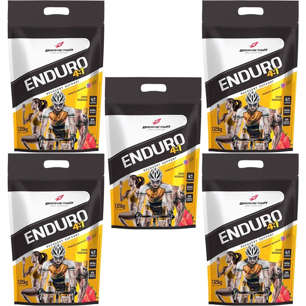 Kit 5X Enduro 4:1 - 1125g Morango Refil - BodyAction