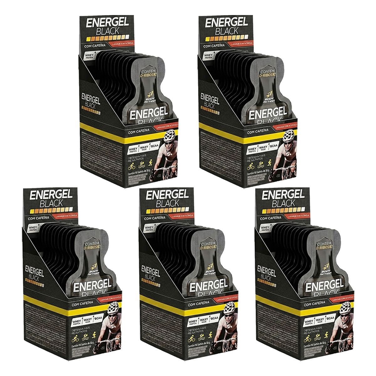 Kit 5X Energel Black - 10 Sach�s 30g Laranja Com Acerola - BodyAction
