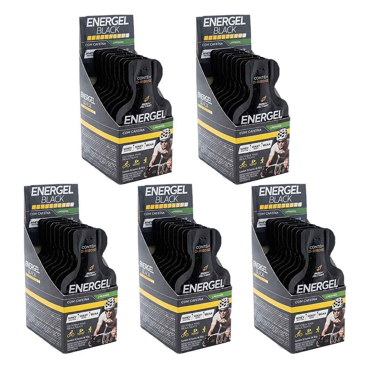 Kit 5X Energel Black - 10 Sach�s Limonada - BodyAction