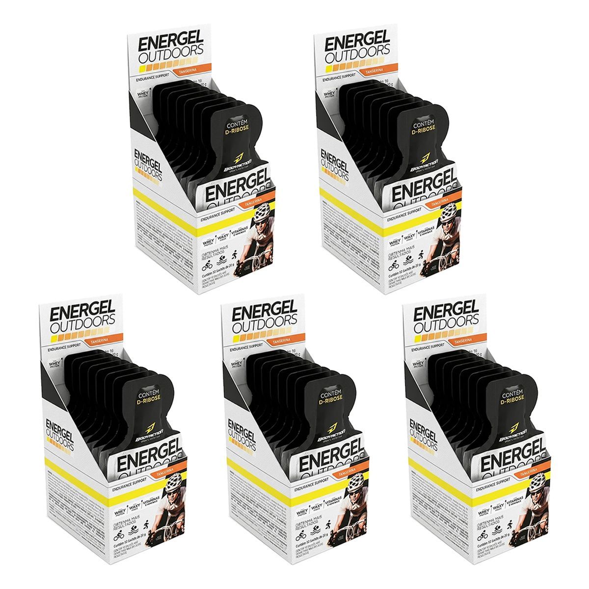 Kit 5X Energel Outdoors - 10 Unidades Tangerina - BodyAction