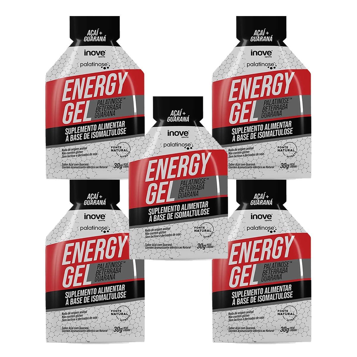 Kit 5X Energy Gel - 1 Sach� 30g A�a� + Guaran� - Inove Sports