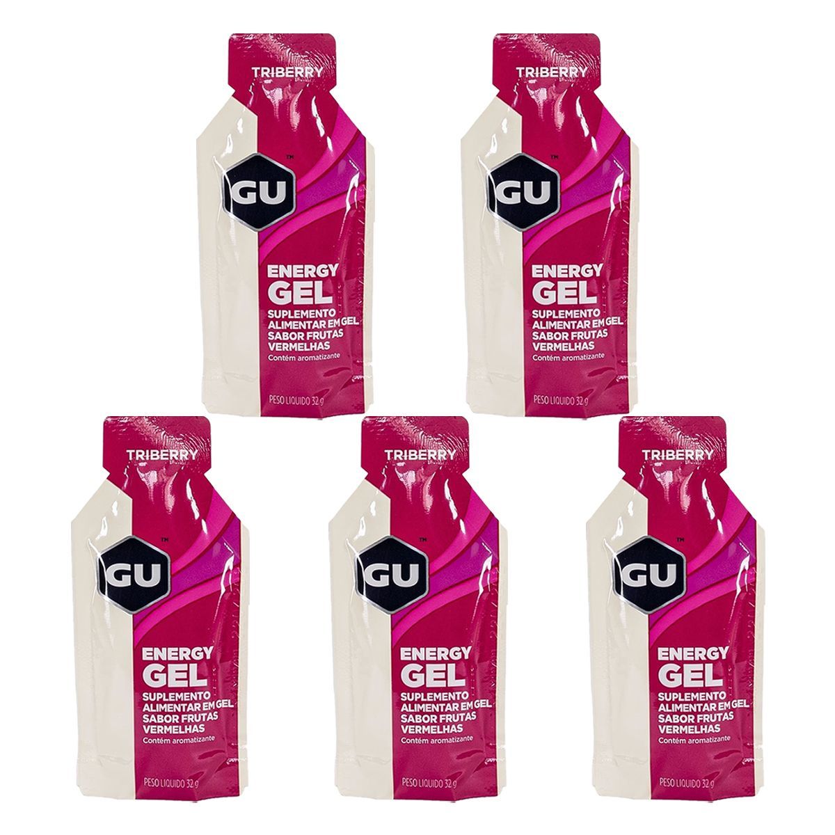 Kit 5X Energy Gel - 1 Sach� 32g Frutas Vermelhas - GU