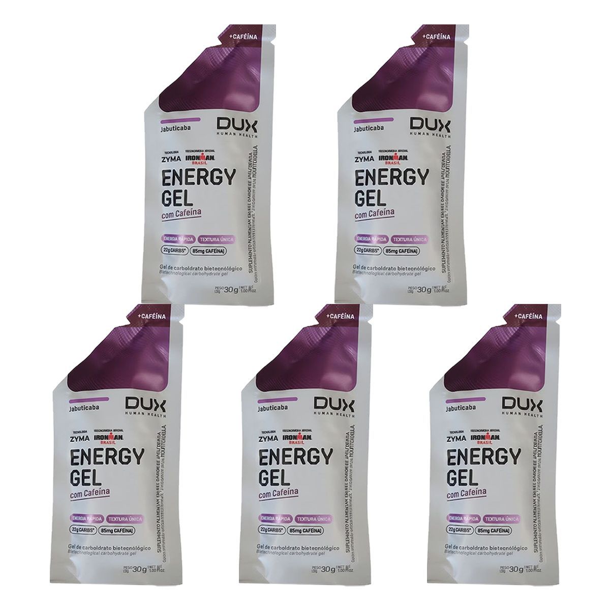 Kit 5X Energy Gel com Cafe�na - 1 Unidade 30g Jabuticaba - Dux Nutrition