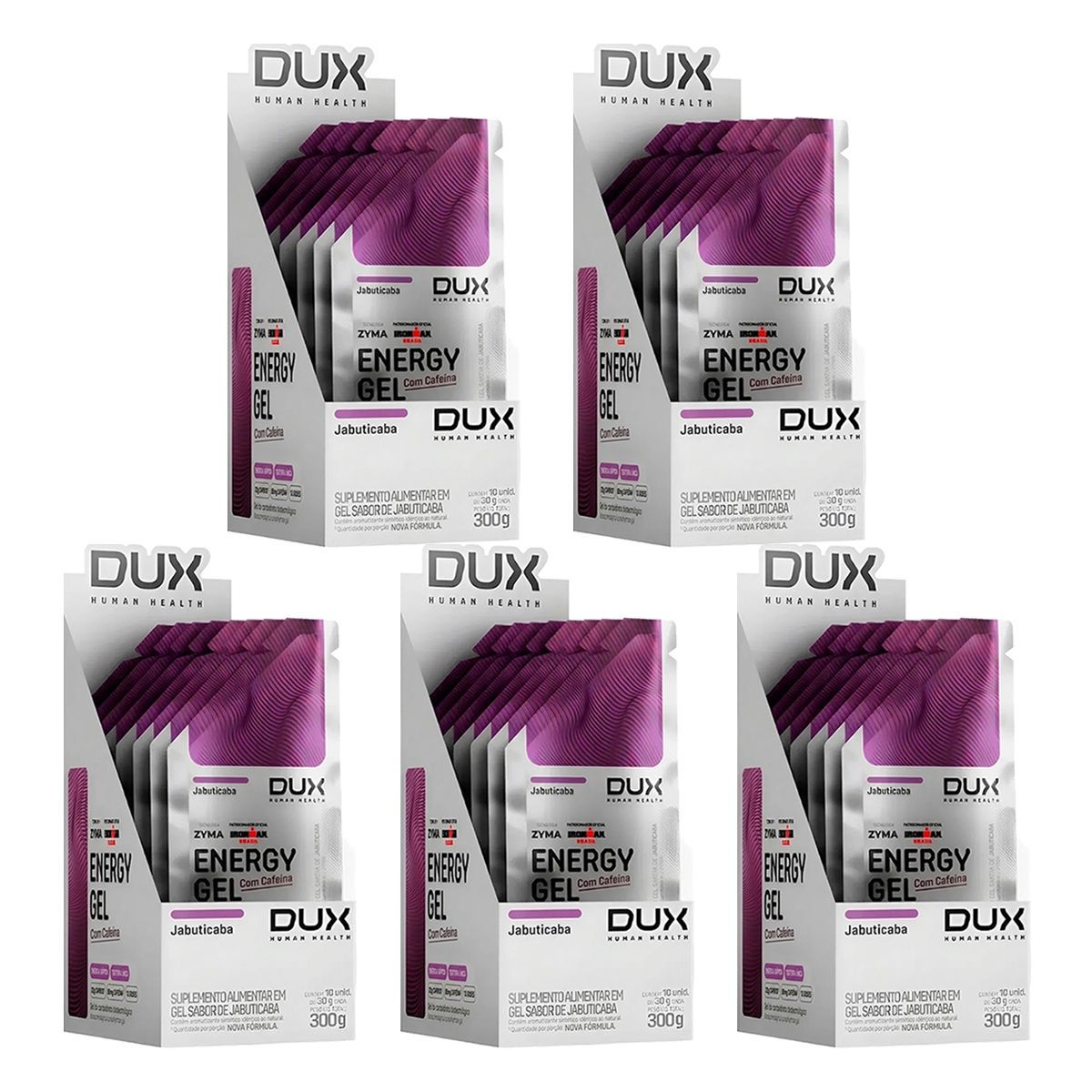 Kit 5X Energy Gel com Cafe�na - 10 Unidades 30g Jabuticaba - Dux Nutrition