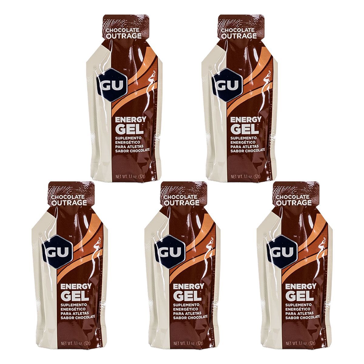 Kit 5X Energy Gel - Sabor Chocolate 1 sach�s 32g - GU