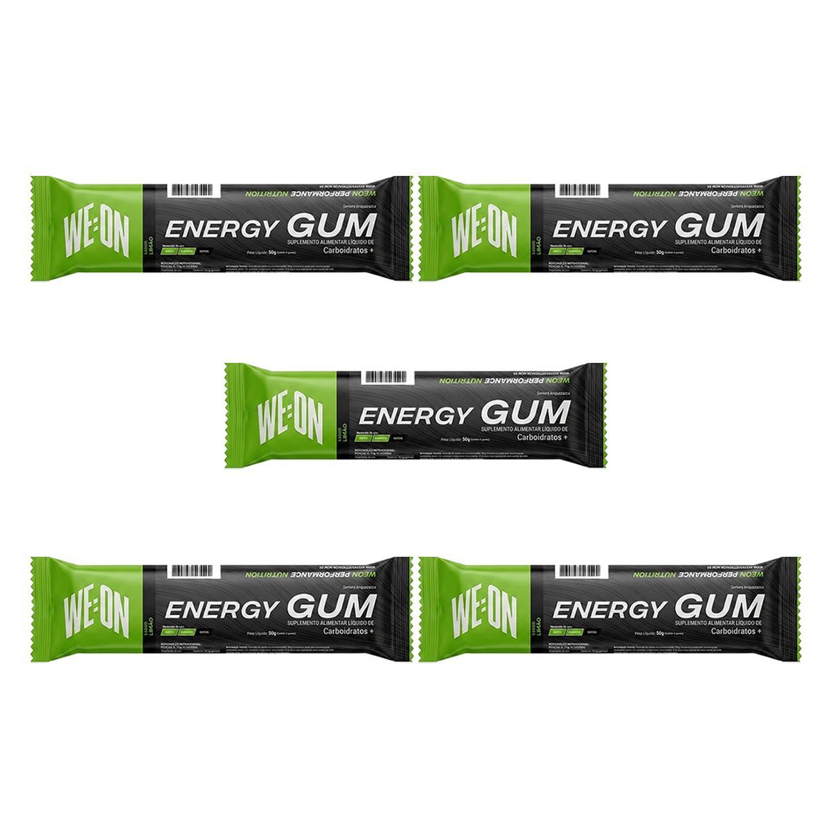 Kit 5X Energy Gum + Palatinose - 1 Unidade 50g Lim�o - WE:ON