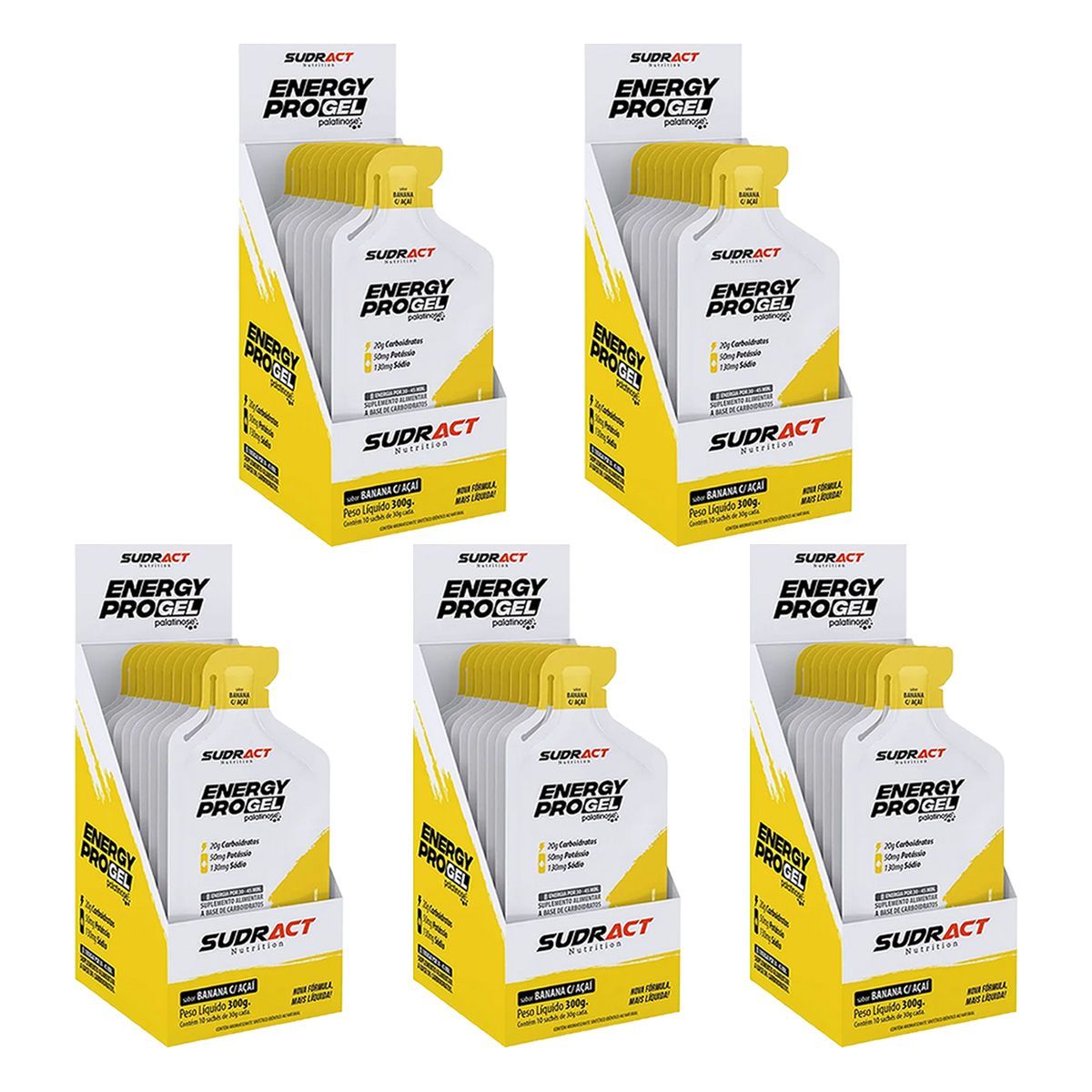 Kit 5X Energy Pro Gel - 10 sach�s de 30g Banana com A�a� - Sudract Nutrition