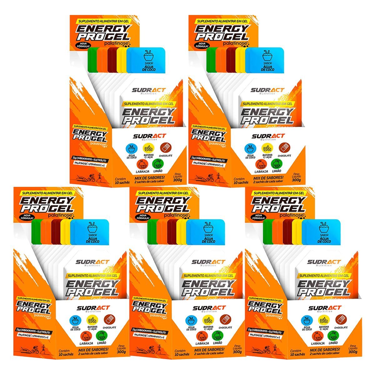 Kit 5X Energy Pro Gel - 10 Sach�s de 30g Sabores Sortidos - Sudract Nutrition