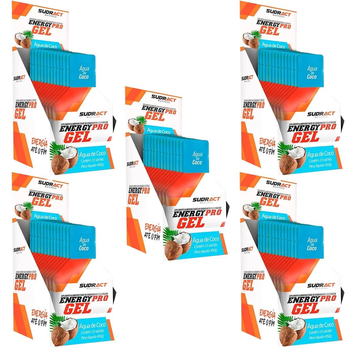 Kit 5X Energy Pro Gel - 15 sach�s de 30g �gua de Coco - Sudract Nutrition