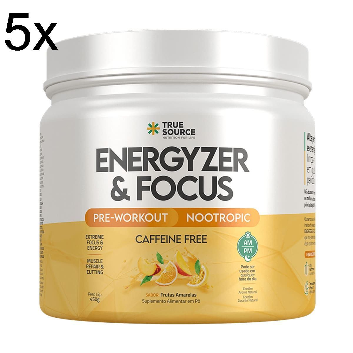 Kit 5X Energyzer & Focus - 450g Frutas Amarelas - True Source