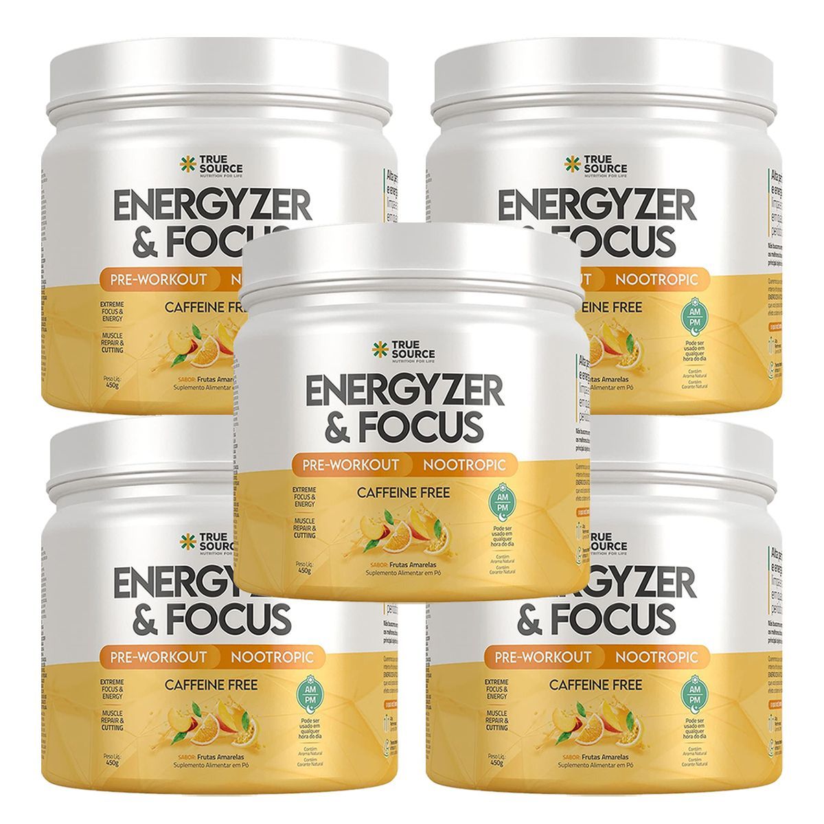 Kit 5X Energyzer & Focus - 450g Frutas Amarelas - True Source