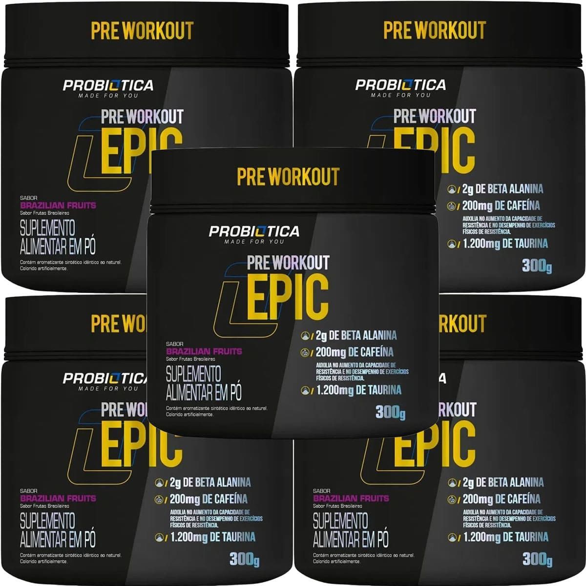 Kit 5X Epic Pr� Workout - 300g Brazilian Fruits - Probi�tica